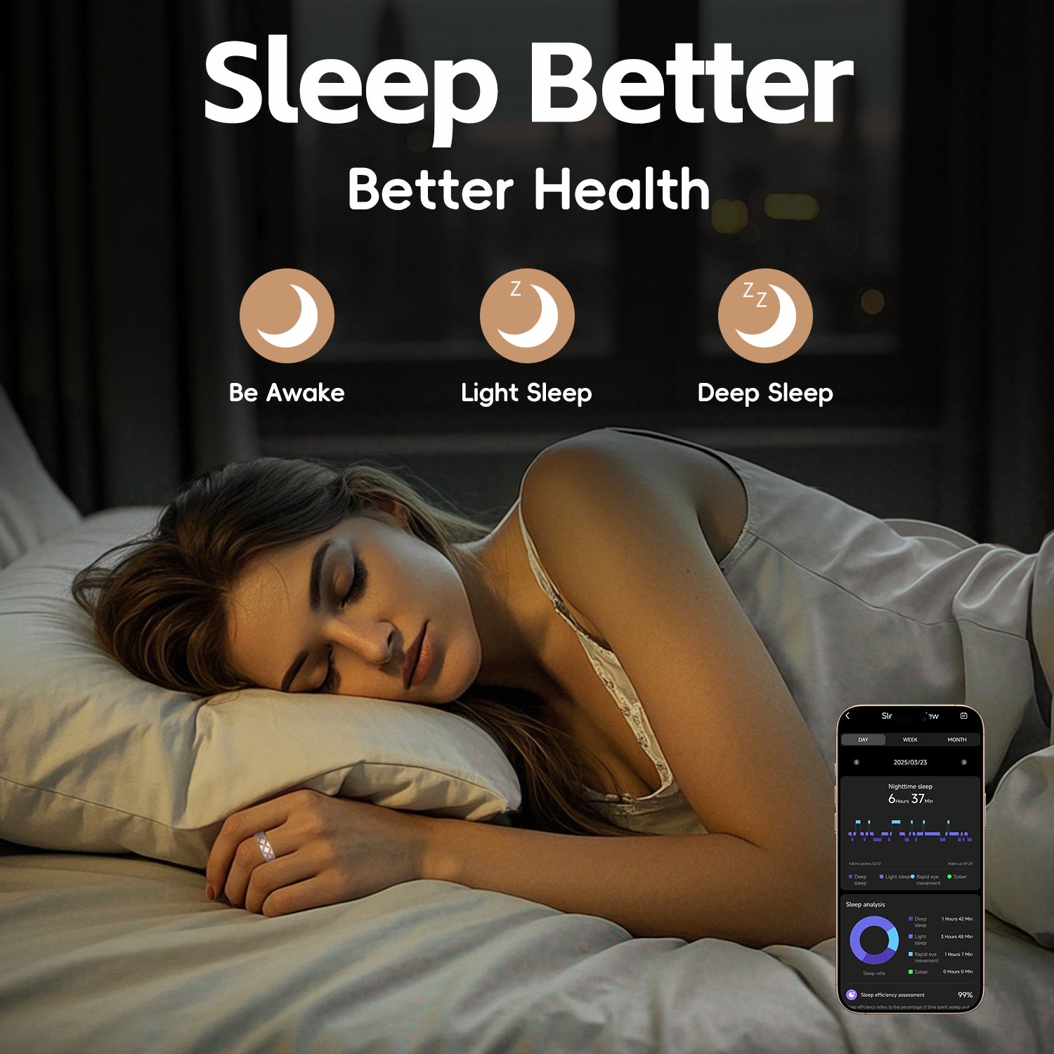 Enchanted Enamel Smart Ring – Titanium, Waterproof, Sleep & Health Tracker - Hyper living