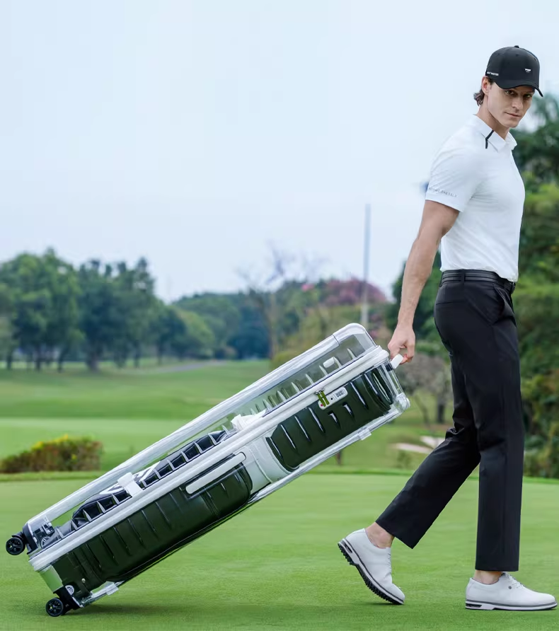 Transparent Hard Shell Golf Travel Case with Wheels – TSA Lock Airline Golf Bag Protector - Hyper living