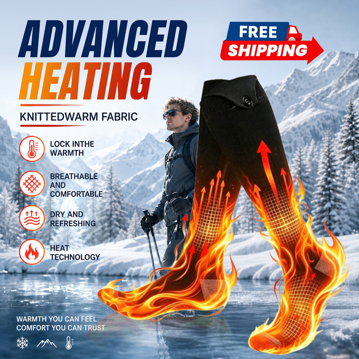 Heated Socks with 4 Heat Levels & Rechargeable Battery - Hyper living