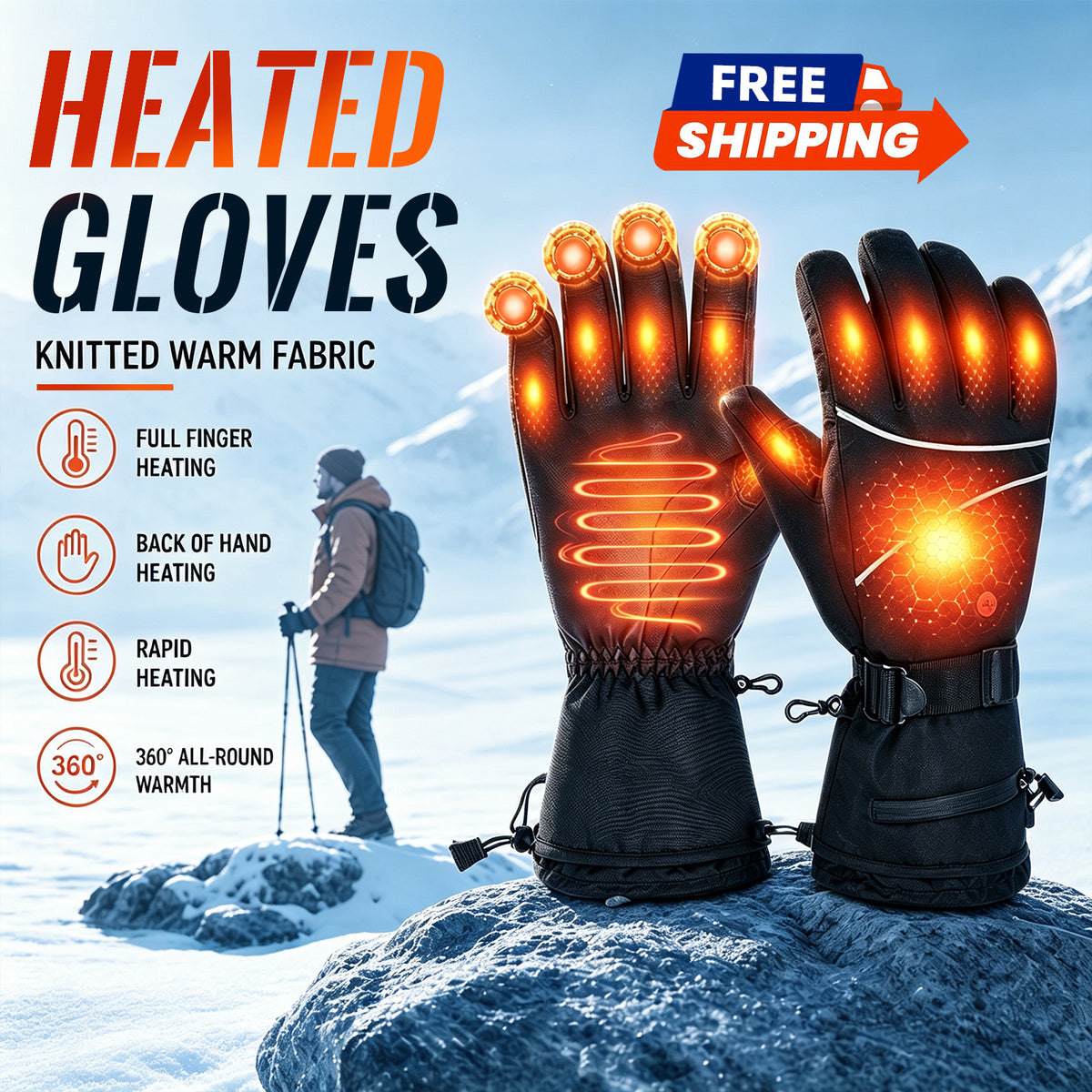Heated Gloves – 7.4V Rechargeable, Waterproof, Touchscreen - Hyper living