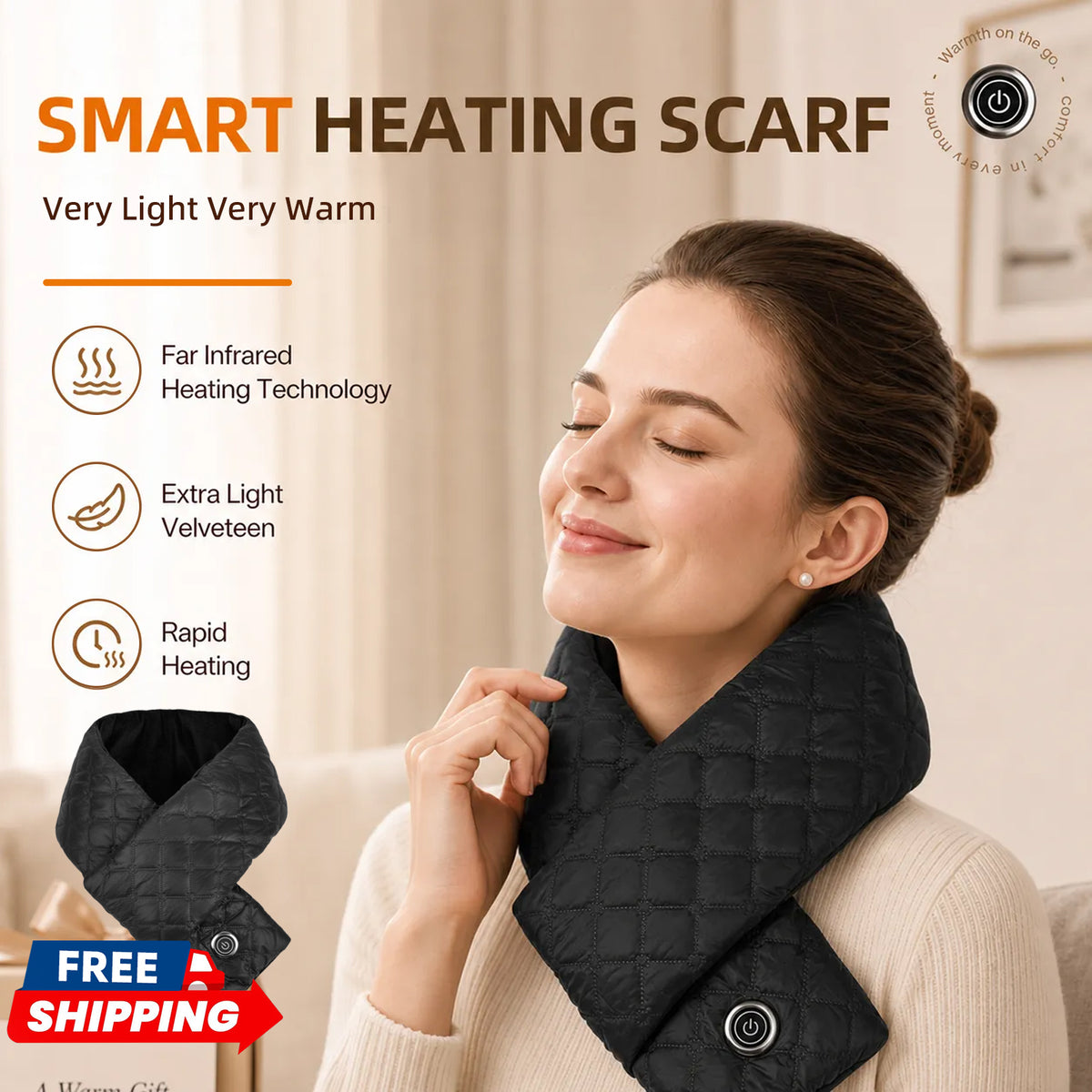 Smart Far Infrared Heating Scarf | Lightweight Rapid Warm Neck Wrap - Hyper living