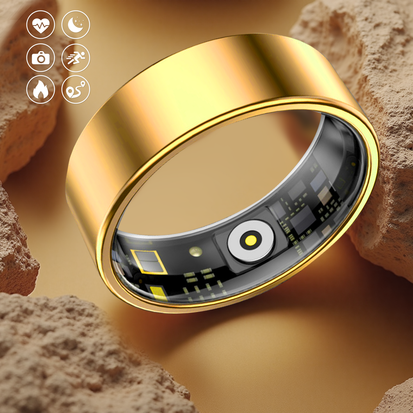 Solid Color Stainless Steel Smart Ring – Waterproof, Heart Rate, Sleep & Fitness Tracker