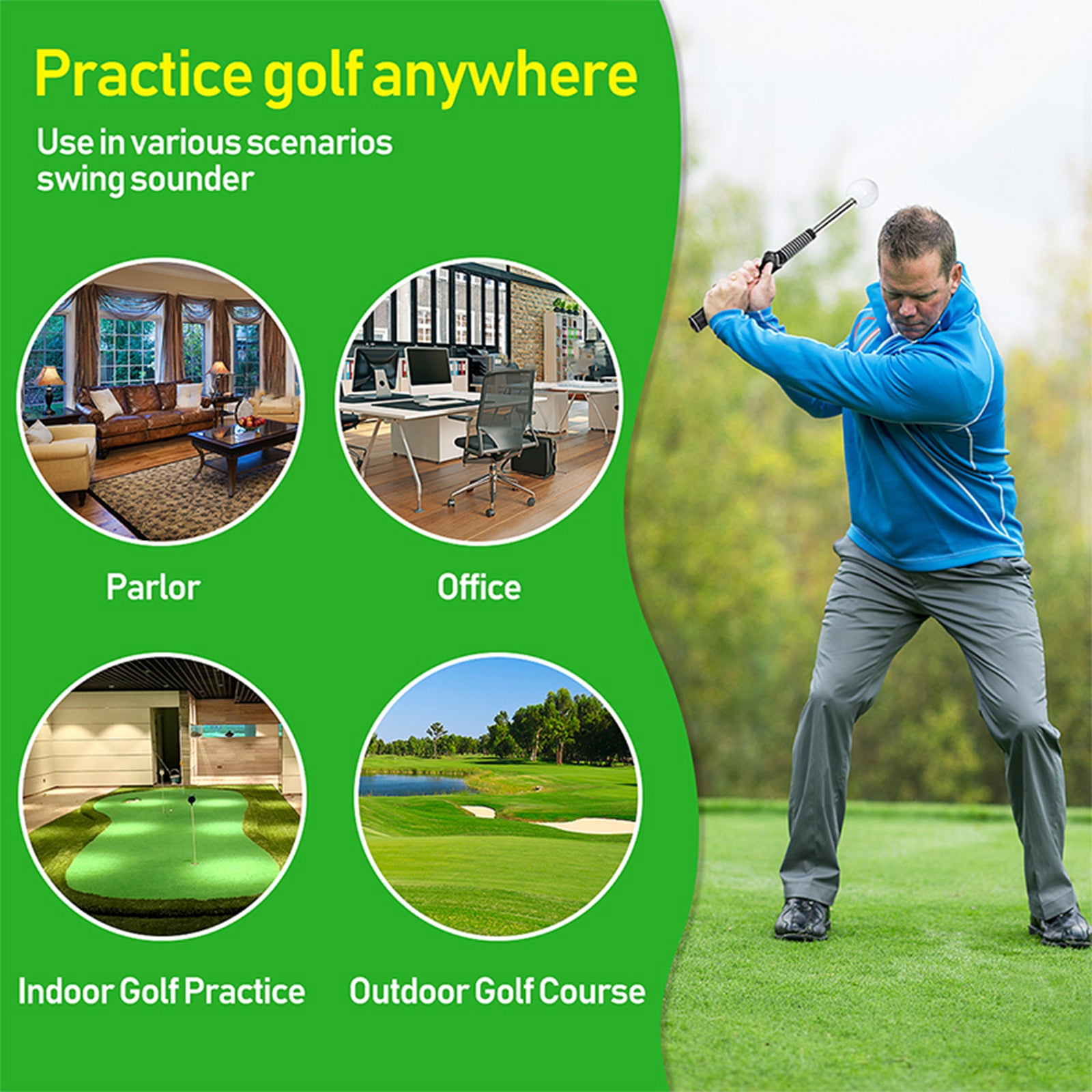 Hyper-Golf Swing Trainer - Adjustable Practice Club with Sound Feedback - Hyper living