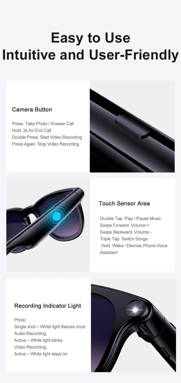 8MP AI Smart Glasses – Hands-Free Recording - Hyper living
