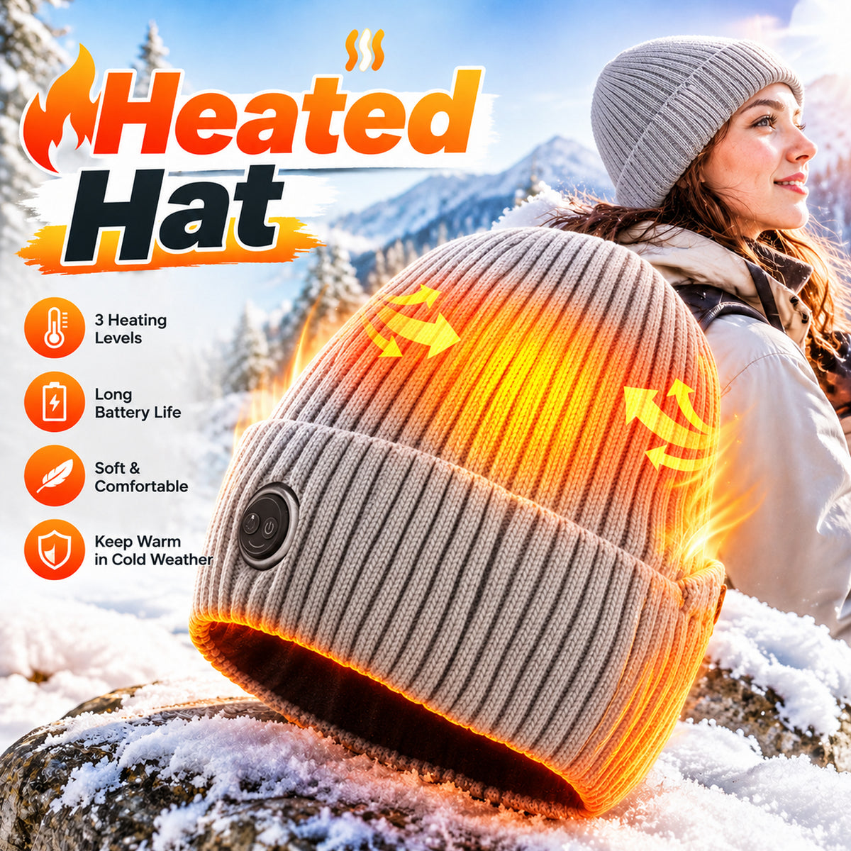 😍✨USB Heated Beanie Winter Warm Outdoor Hat🔥 - Hyper living