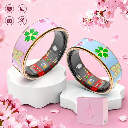 Chic Enamel Smart Ring – Sleep, Heart Rate & Fitness | Pink, Blue, White