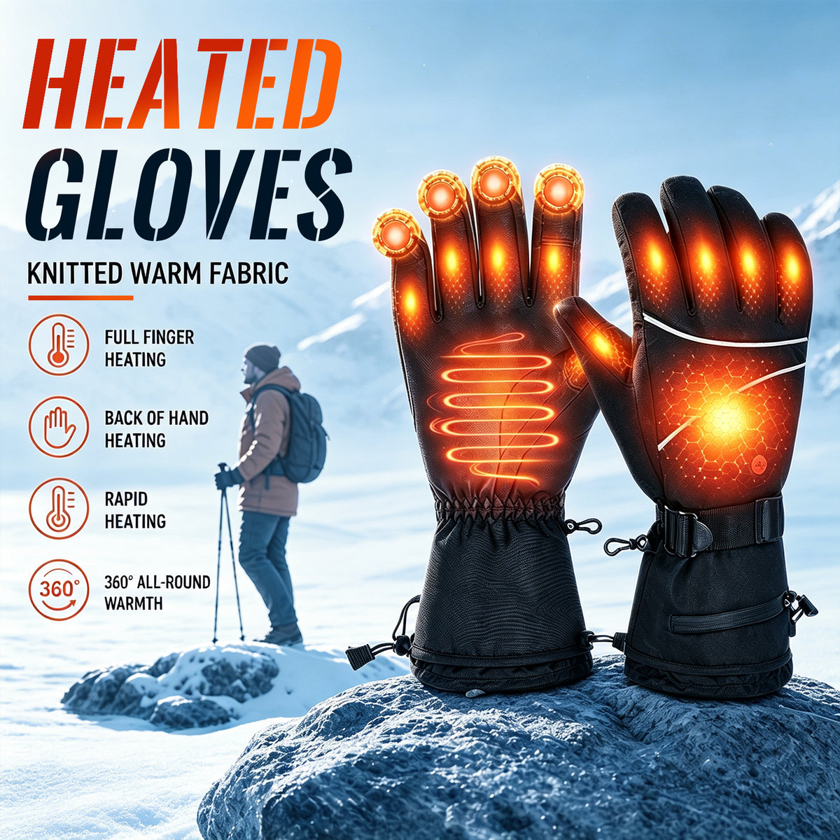 Heated Gloves – 7.4V Rechargeable, Waterproof, Touchscreen - Hyper living