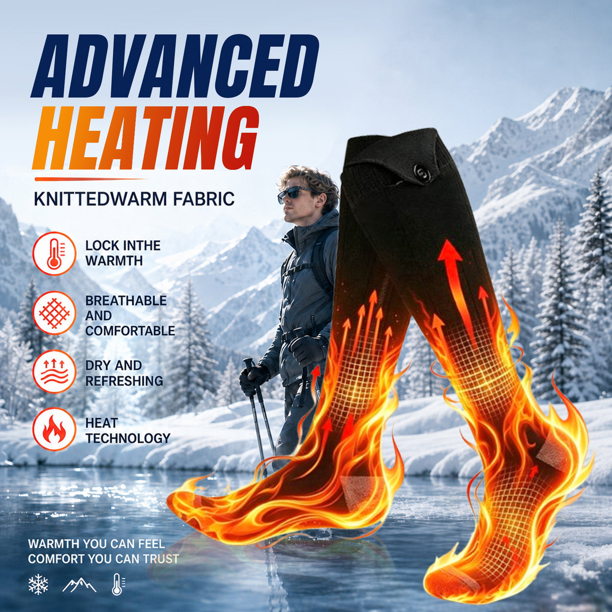 Heated Socks with 4 Heat Levels & Rechargeable Battery - Hyper living