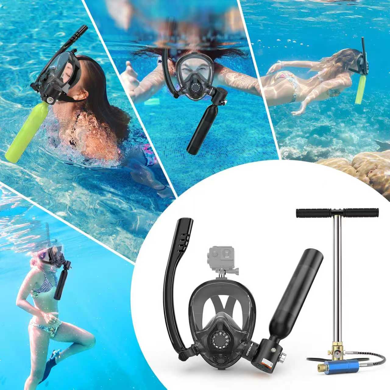 K2 Snorkel Mask Set with Mini Scuba Tank & Air Pump - Hyper living