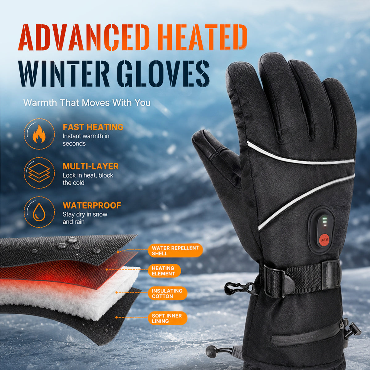 Heated Gloves – 7.4V Rechargeable, Waterproof, Touchscreen - Hyper living