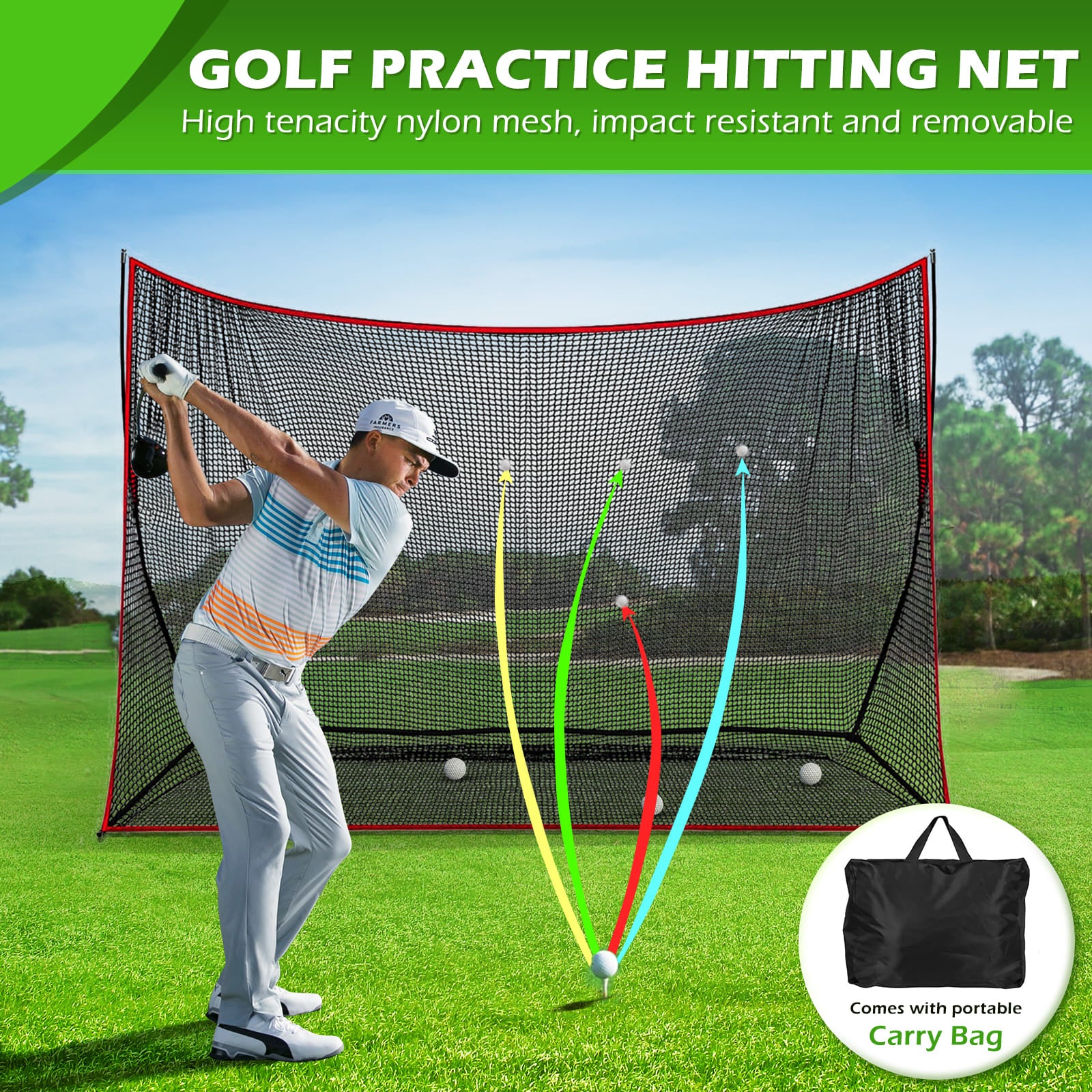Hyper-160MPH Golf Hitting Net - Portable 5-Ply Practice Net for Indoor/Outdoor - Hyper living