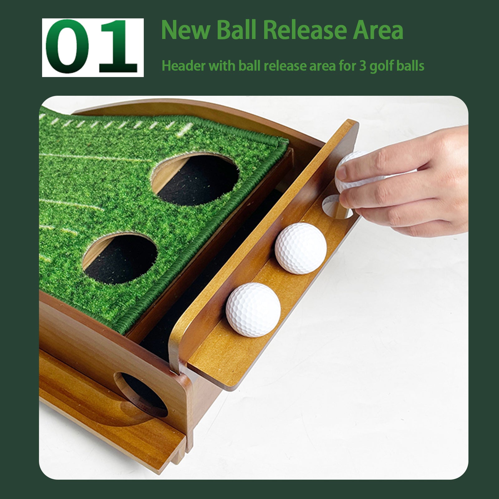 Hyper-Pro-Grade Dual Hole Putting Mat – Auto Ball Return & Non-Slip Wooden Golf Green - Hyper living