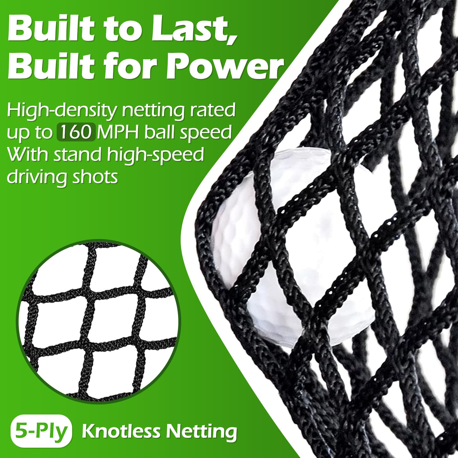 Hyper-160MPH Golf Hitting Net - Portable 5-Ply Practice Net for Indoor/Outdoor - Hyper living