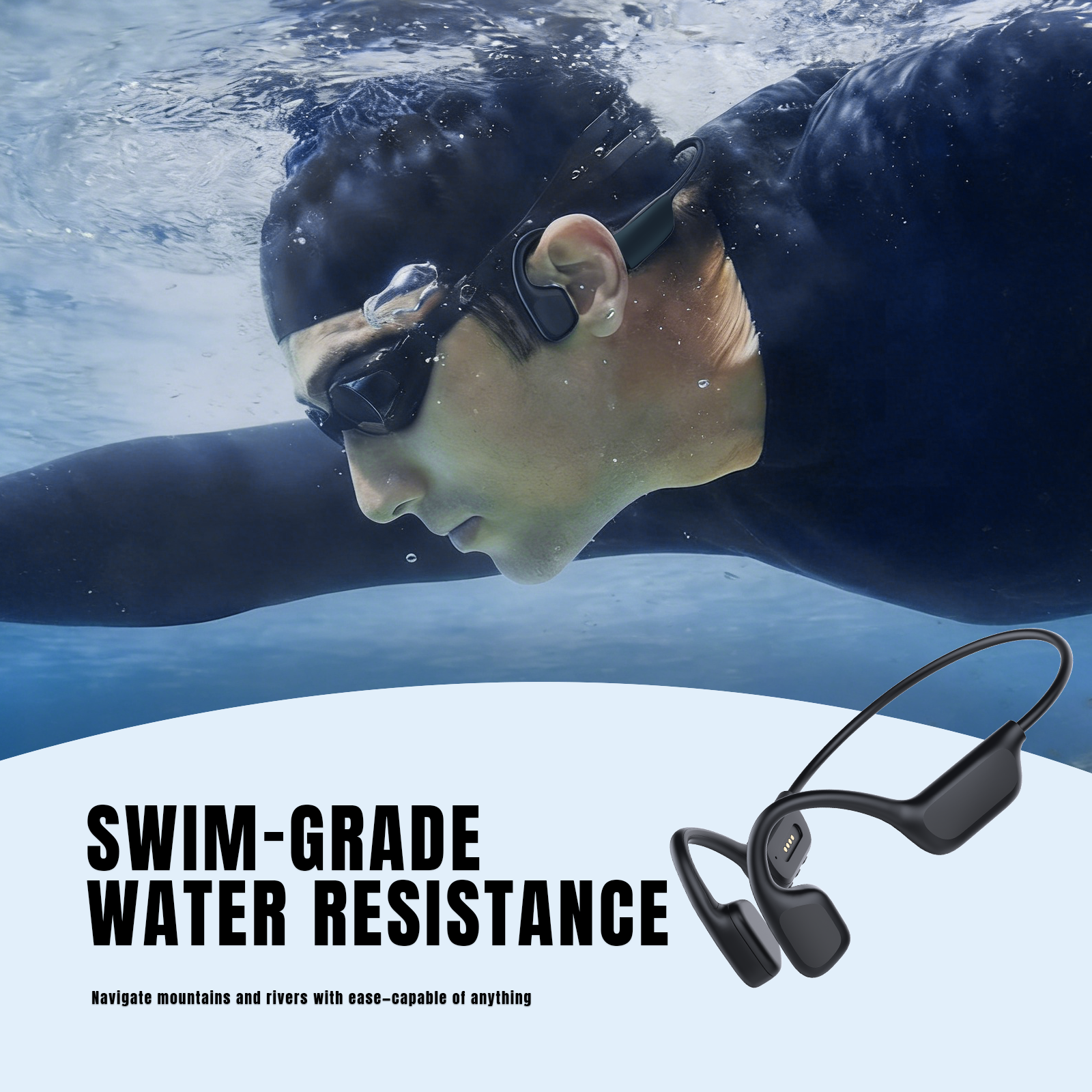 Waterproof Bone Conduction Swimming Headphones – Bluetooth Open-Ear - Hyper living