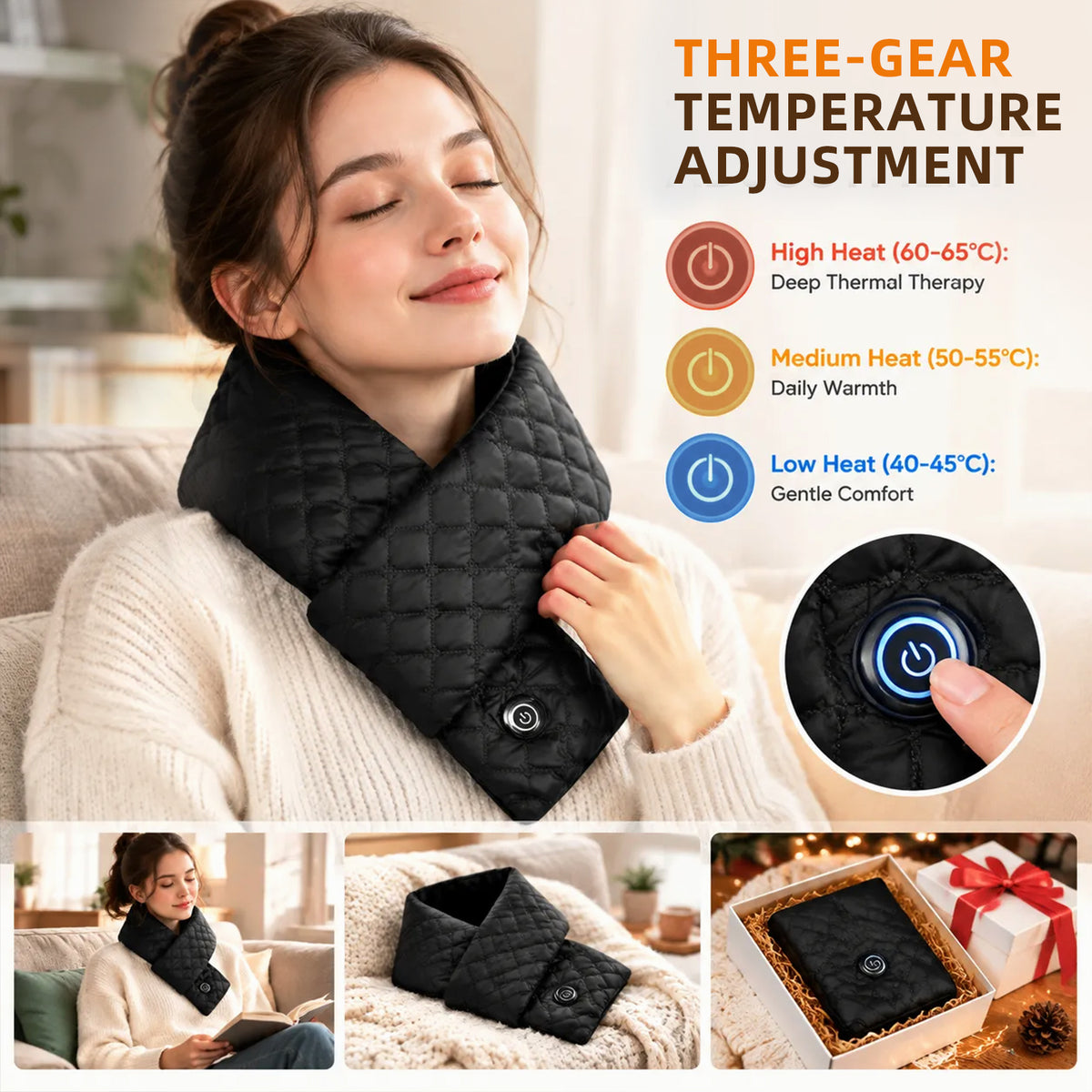 Smart Far Infrared Heating Scarf | Lightweight Rapid Warm Neck Wrap - Hyper living