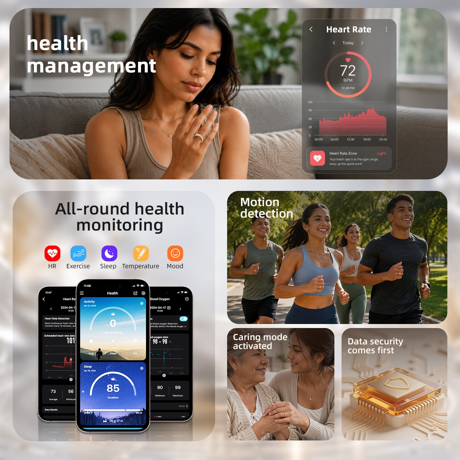 SoulSync Couple Smart Ring – Tap to Send Love, Monitor Health & Share Every Heartbeat - Hyper living