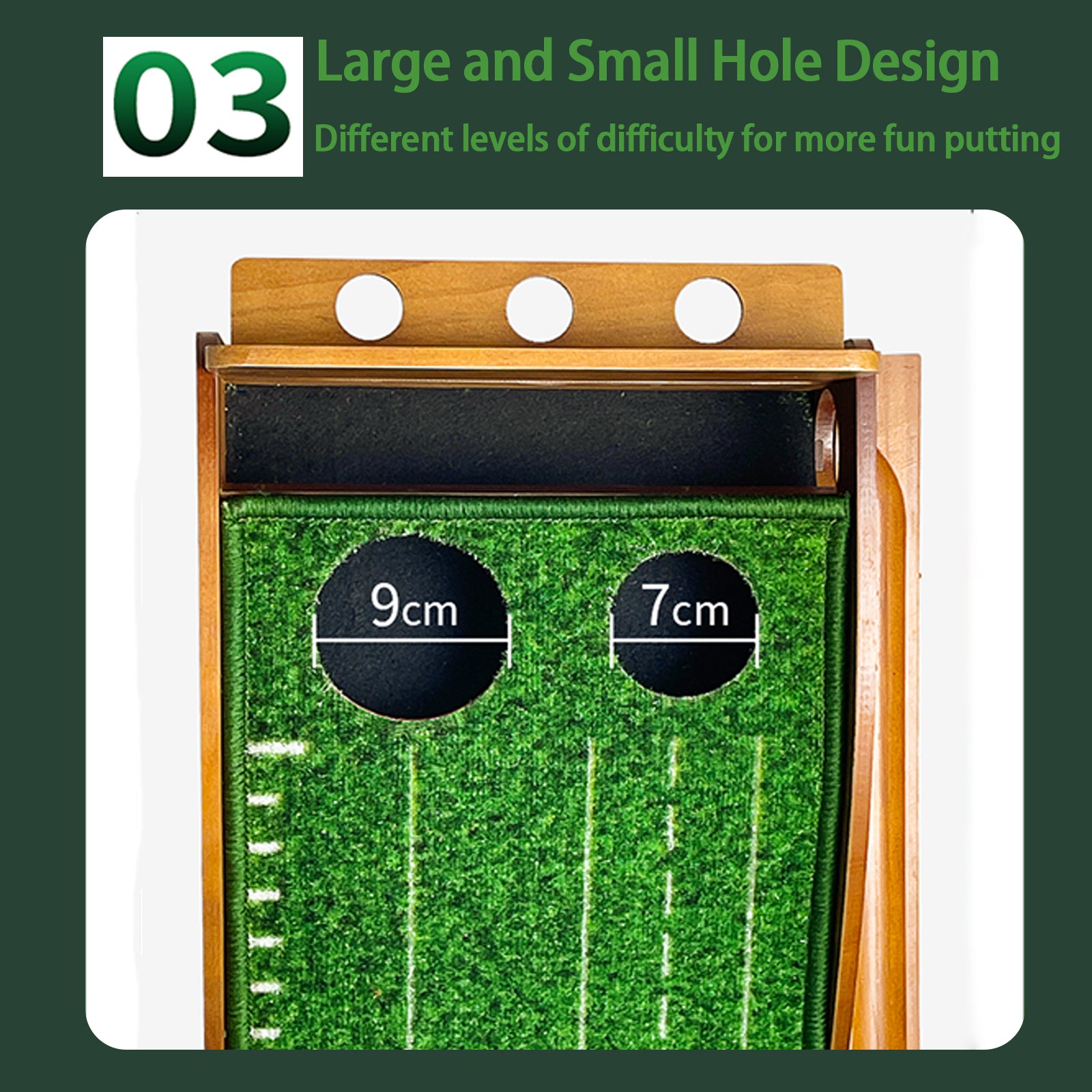 Hyper-Pro-Grade Dual Hole Putting Mat – Auto Ball Return & Non-Slip Wooden Golf Green - Hyper living