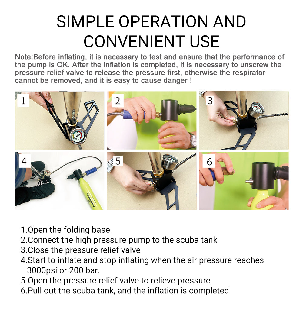 Hyper-Diving Cylinder Inflator High Pressure Hand Pump - Hyper living
