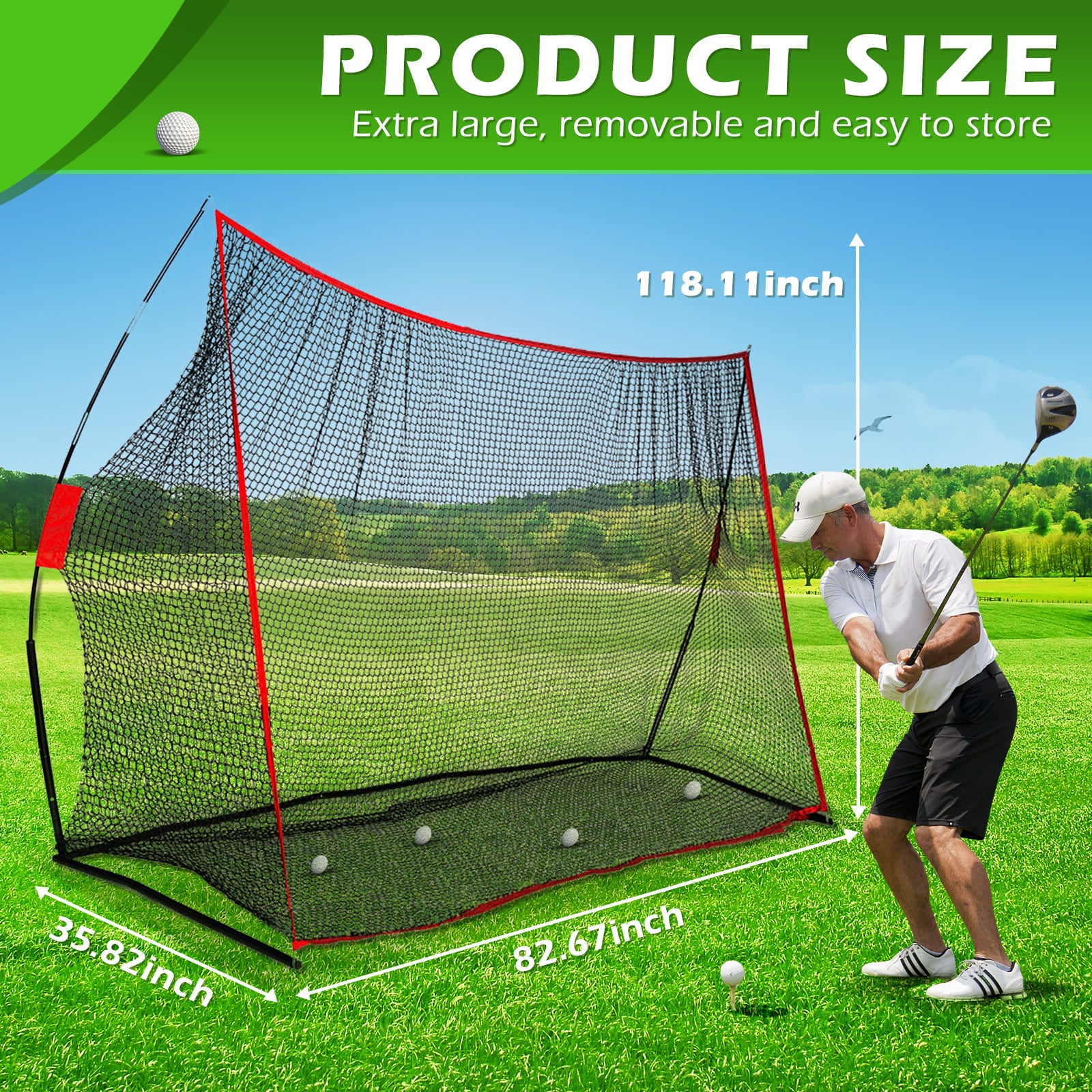 Hyper-160MPH Golf Hitting Net - Portable 5-Ply Practice Net for Indoor/Outdoor - Hyper living