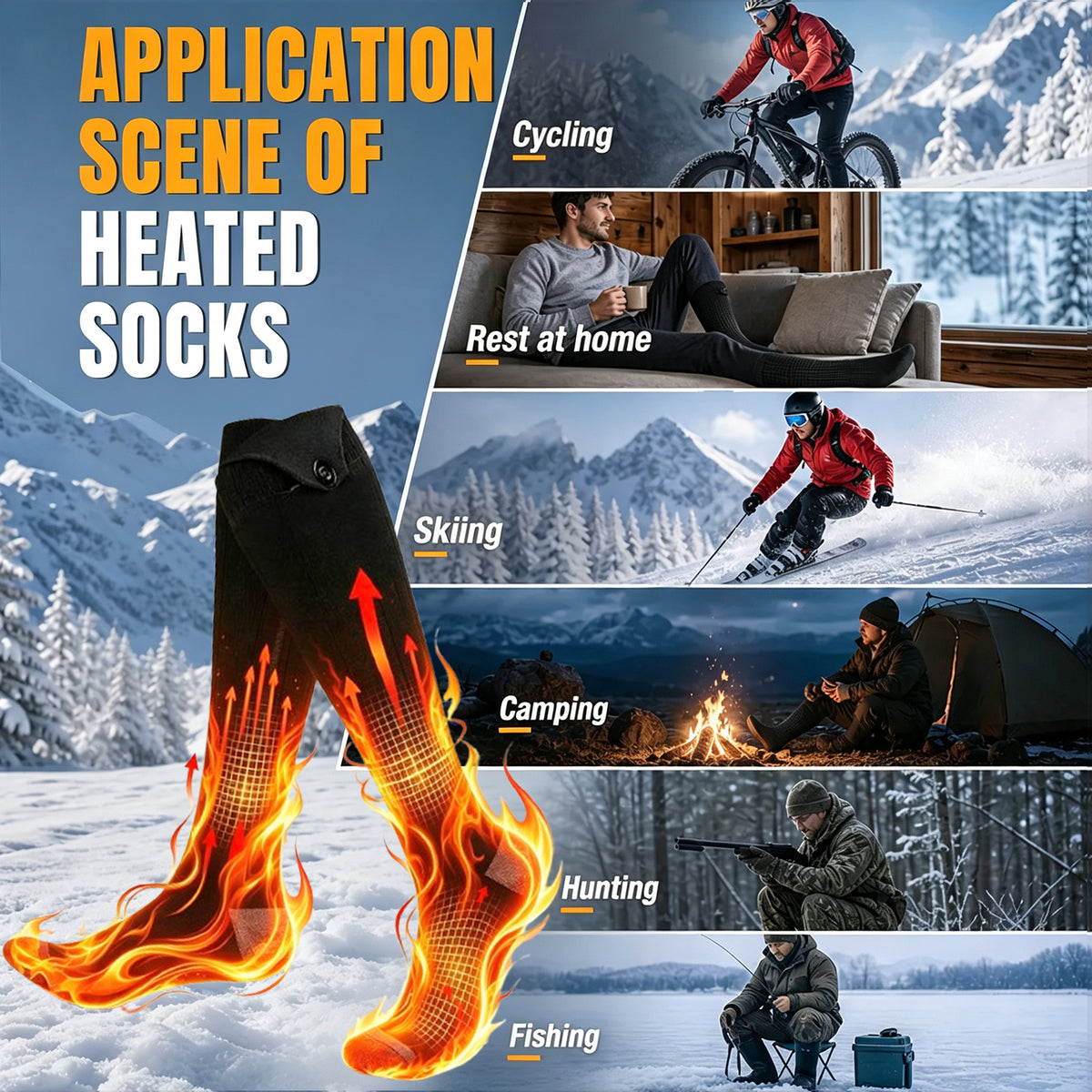 Heated Socks with 4 Heat Levels & Rechargeable Battery - Hyper living