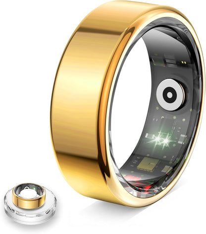 Solid Color Stainless Steel Smart Ring – Waterproof, Heart Rate, Sleep & Fitness Tracker