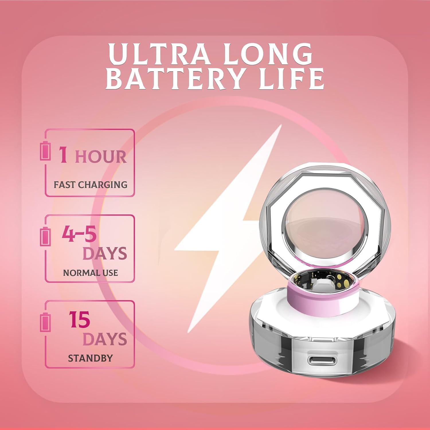 Pink Ceramic Smart Ring – Sleep, Heart Rate & Activity Tracking - Hyper living