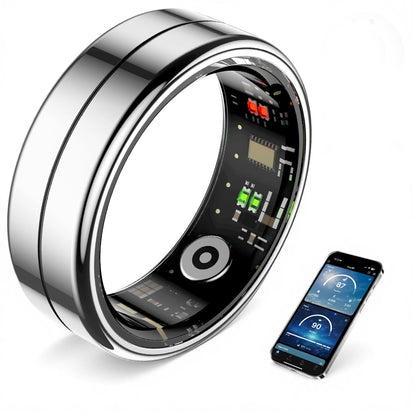 Stainless Steel Smart Ring with Heart Rate, Sleep & Activity Tracking