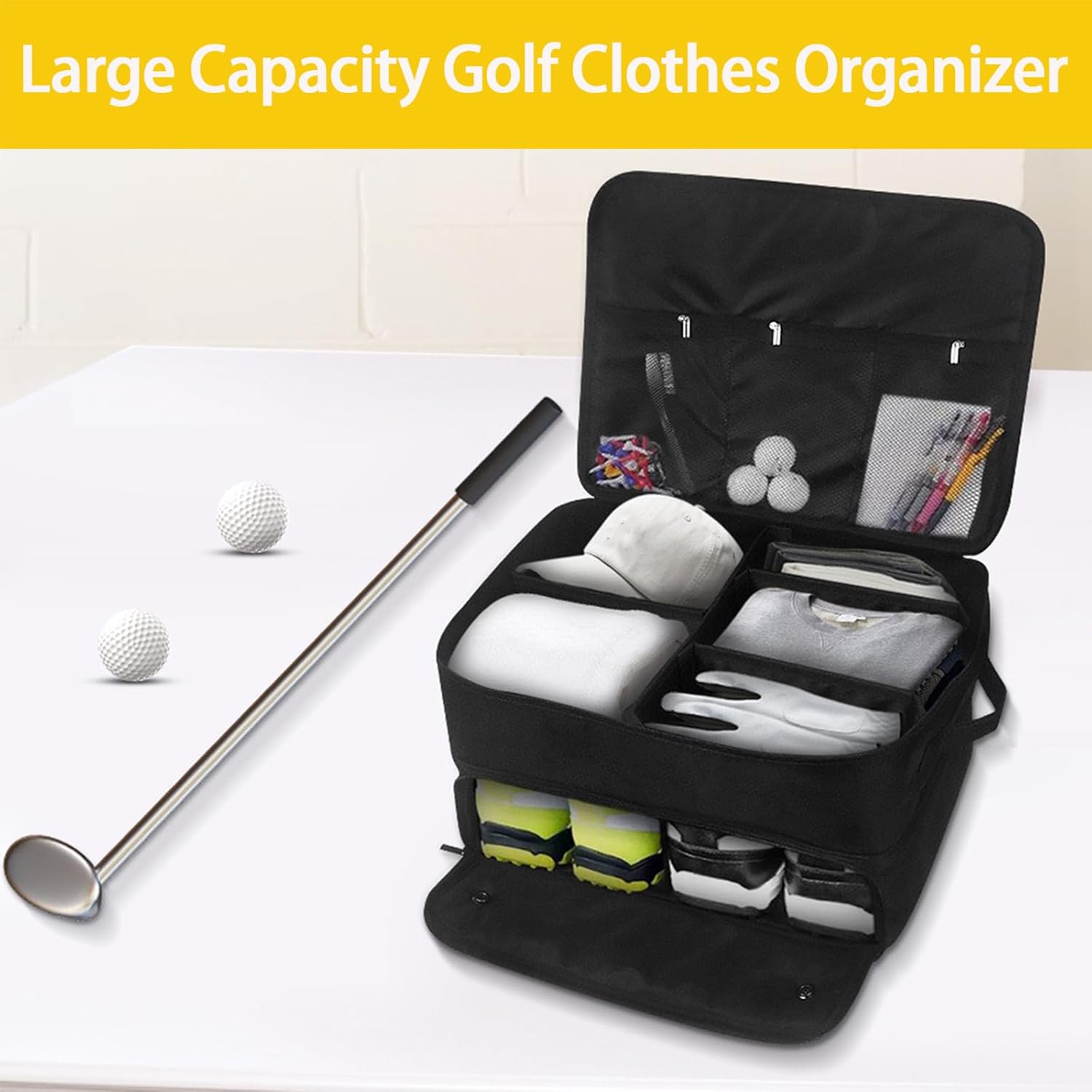 Golf Cart Organizer Bag – Large Waterproof Storage with Shoe Compartment - Hyper living
