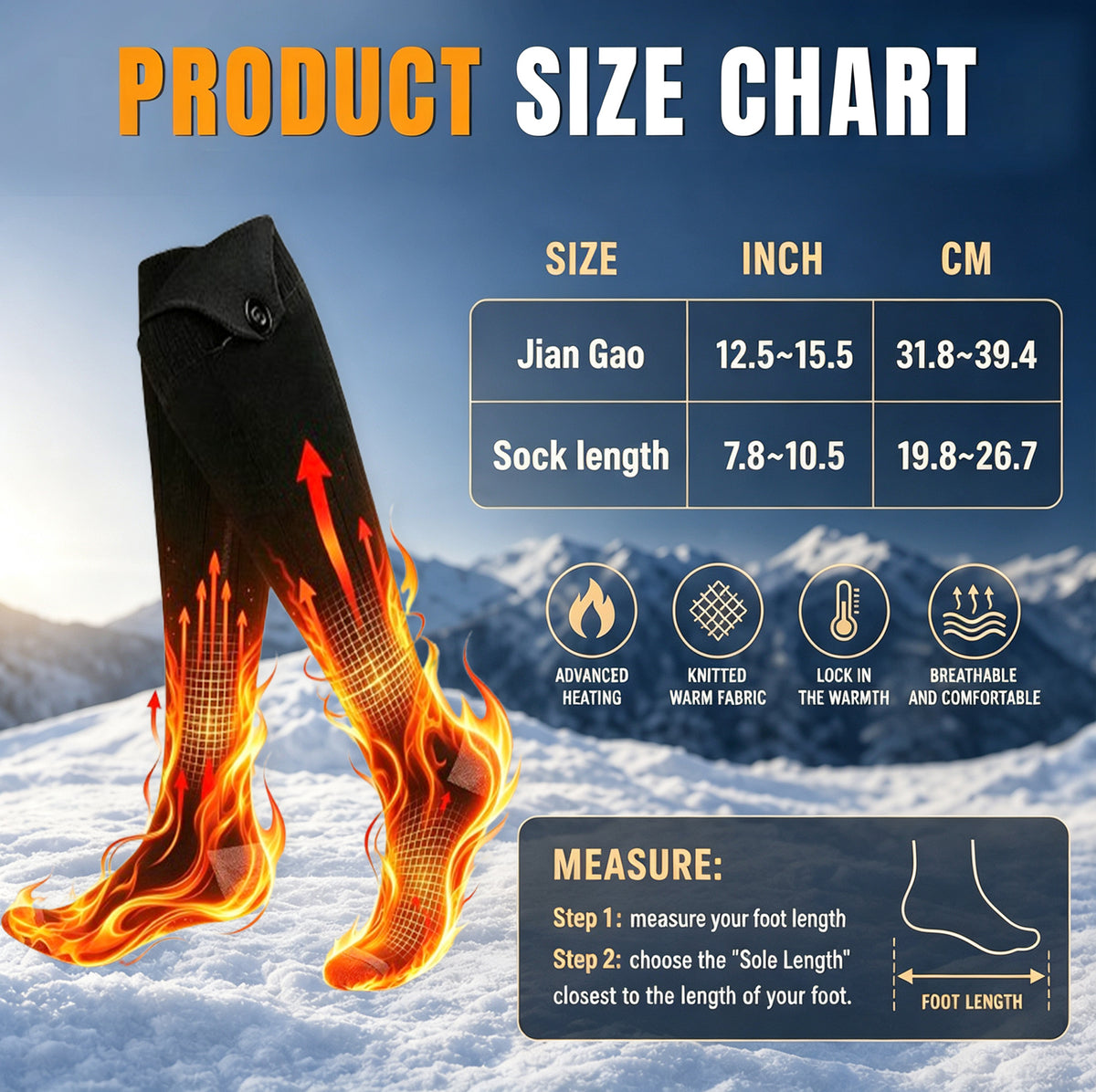 Heated Socks with 4 Heat Levels & Rechargeable Battery - Hyper living