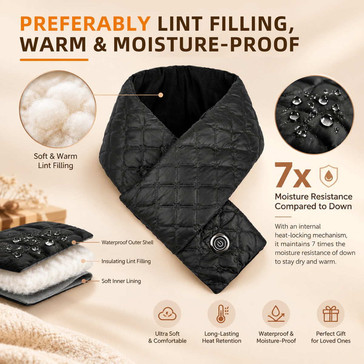 Smart Far Infrared Heating Scarf | Lightweight Rapid Warm Neck Wrap - Hyper living