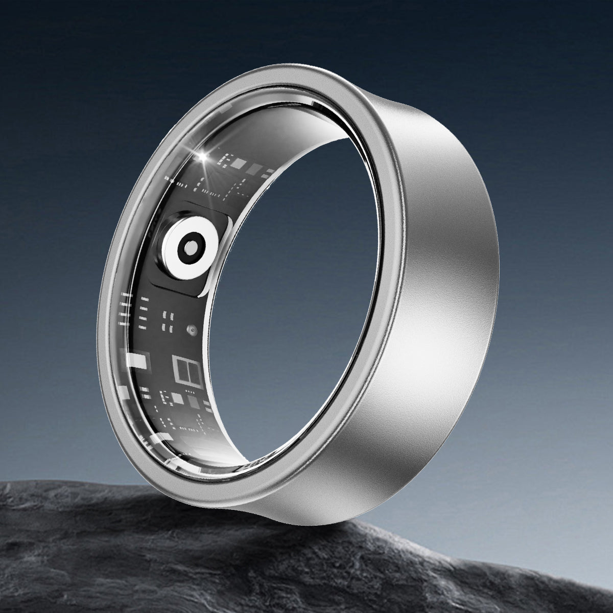 CurveSync Smart Ring – Ergonomic Matte-Titanium Wearable for 24/7 Lifestyle Enhancement - Hyper living
