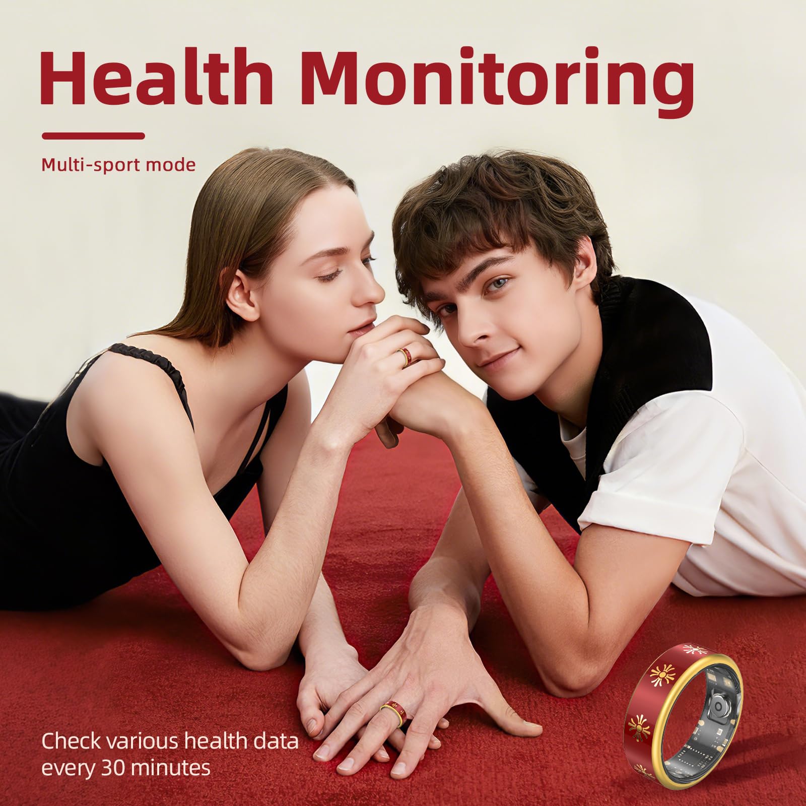 Faith Cross Gold Edge Smart Ring – Waterproof, Sleep, Fitness & Heart Rate Monitor - Hyper living