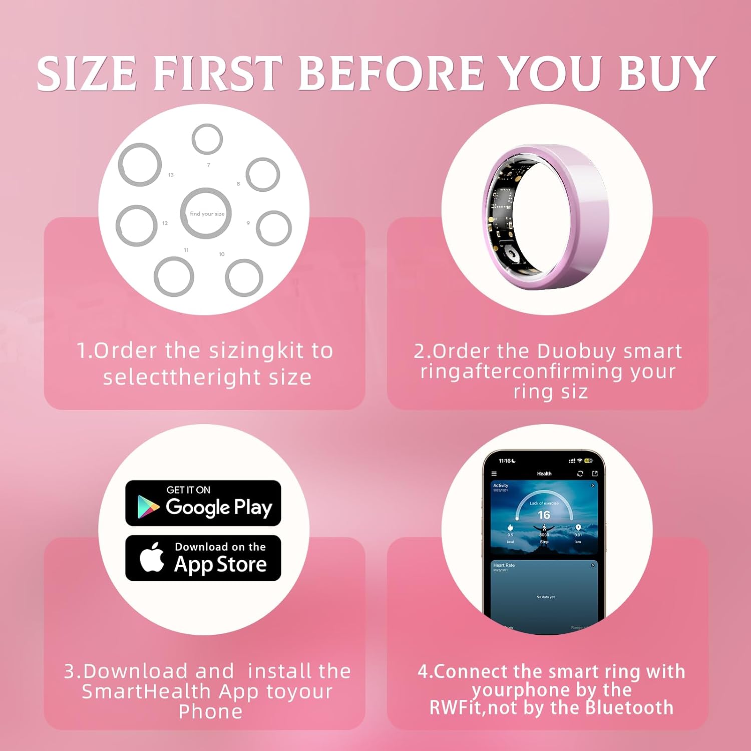 Pink Ceramic Smart Ring – Sleep, Heart Rate & Activity Tracking - Hyper living