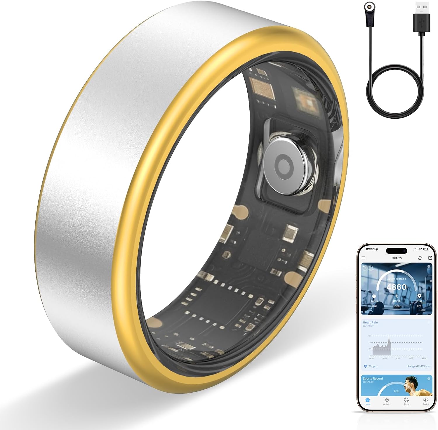 Smart Health Ring for Couples – Waterproof, Sleep, Heart Rate & Activity Tracker with Care Sharing - Hyper living