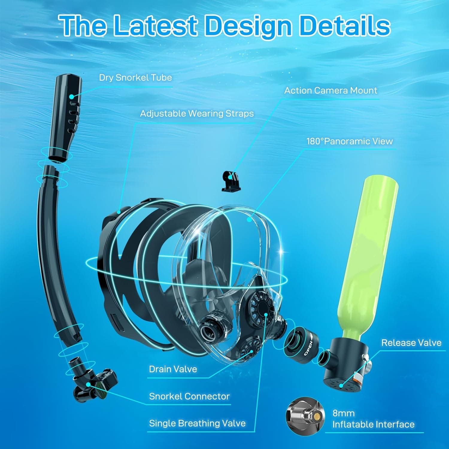 K2 Snorkel Mask Set with Mini Scuba Tank & Air Pump - Hyper living