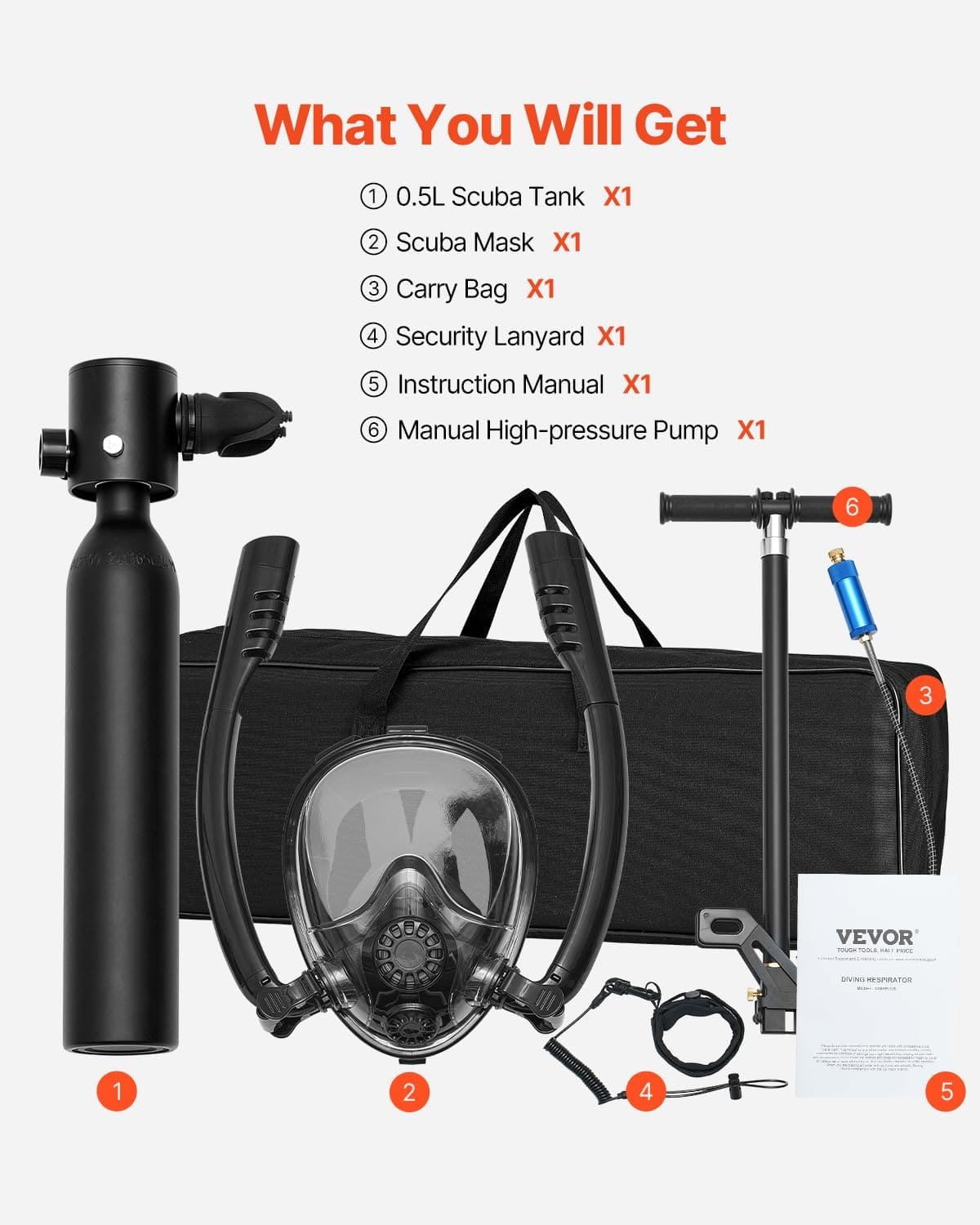 K2 Snorkel Mask Set with Mini Scuba Tank & Air Pump - Hyper living