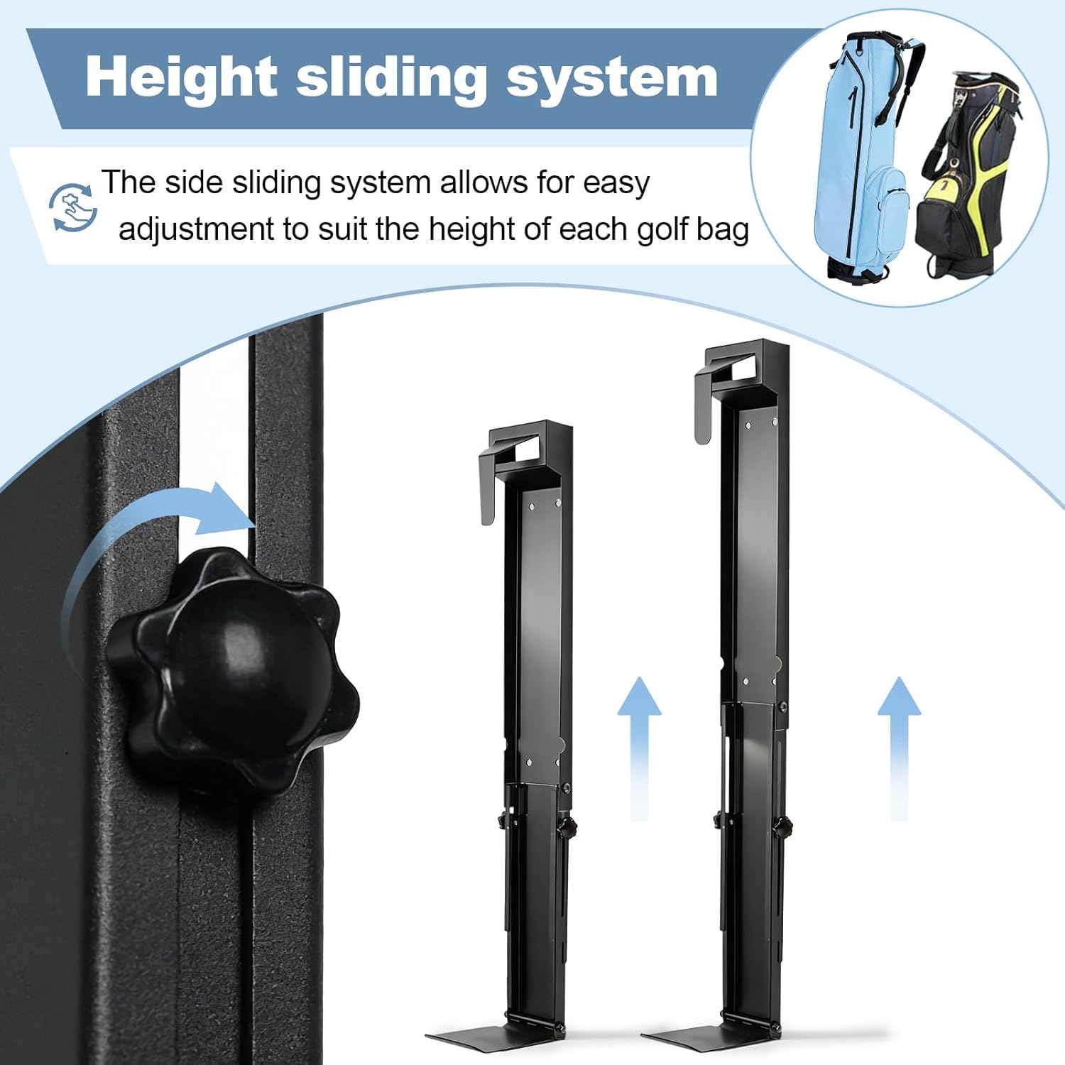 Wall-Mounted Golf Bag Rack | Foldable Adjustable Storage - Hyper living