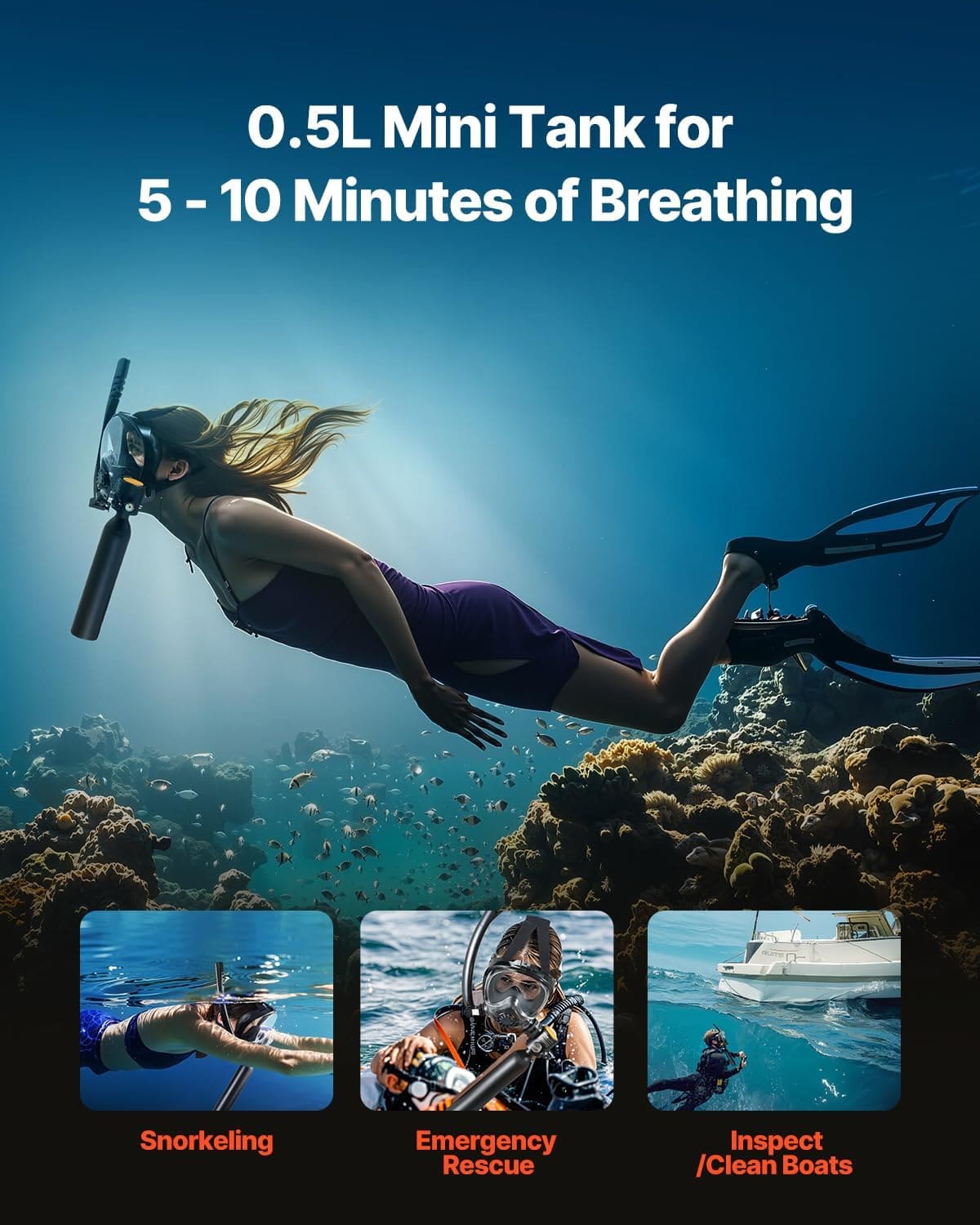 K2 Snorkel Mask Set with Mini Scuba Tank & Air Pump - Hyper living