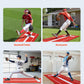 Red Baseball Batting Mat with Rubber Mound – 10×3ft Training Turf for Indoor & Outdoor Practice