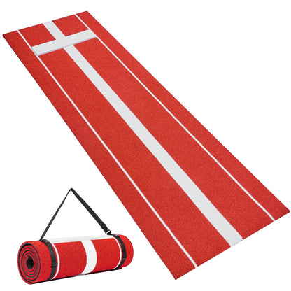 Red Baseball Batting Mat with Rubber Mound – 10×3ft Training Turf for Indoor & Outdoor Practice