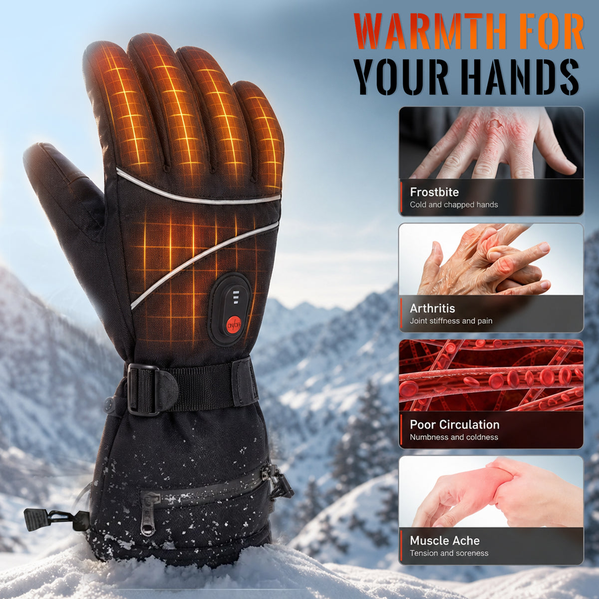 Heated Gloves – 7.4V Rechargeable, Waterproof, Touchscreen - Hyper living