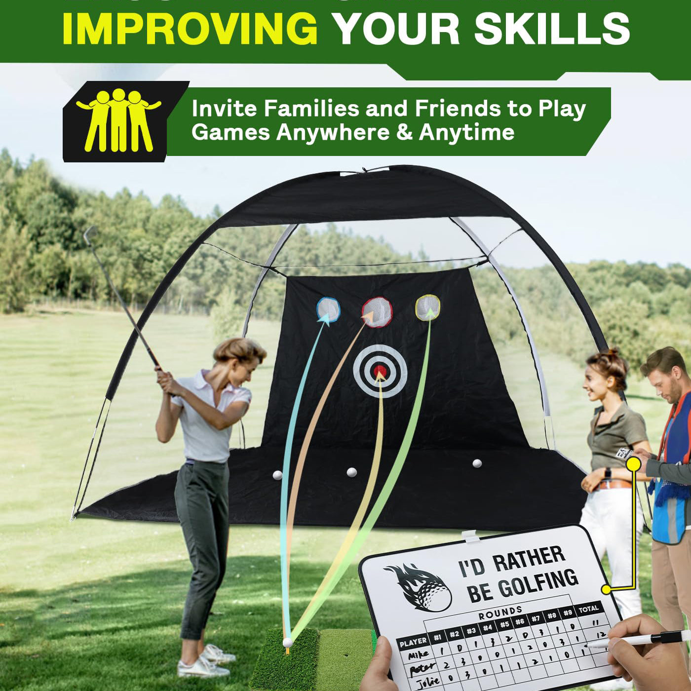 Hyper-Heavy-Duty Golf Hitting Net – Professional-Grade Driving Range for Backyard/Lawn - Hyper living