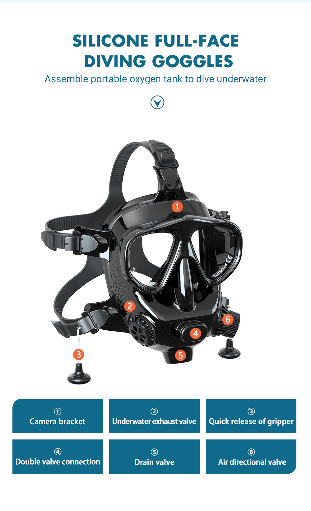 Hyper M8058 Full Face Diving Mask - Hyper living