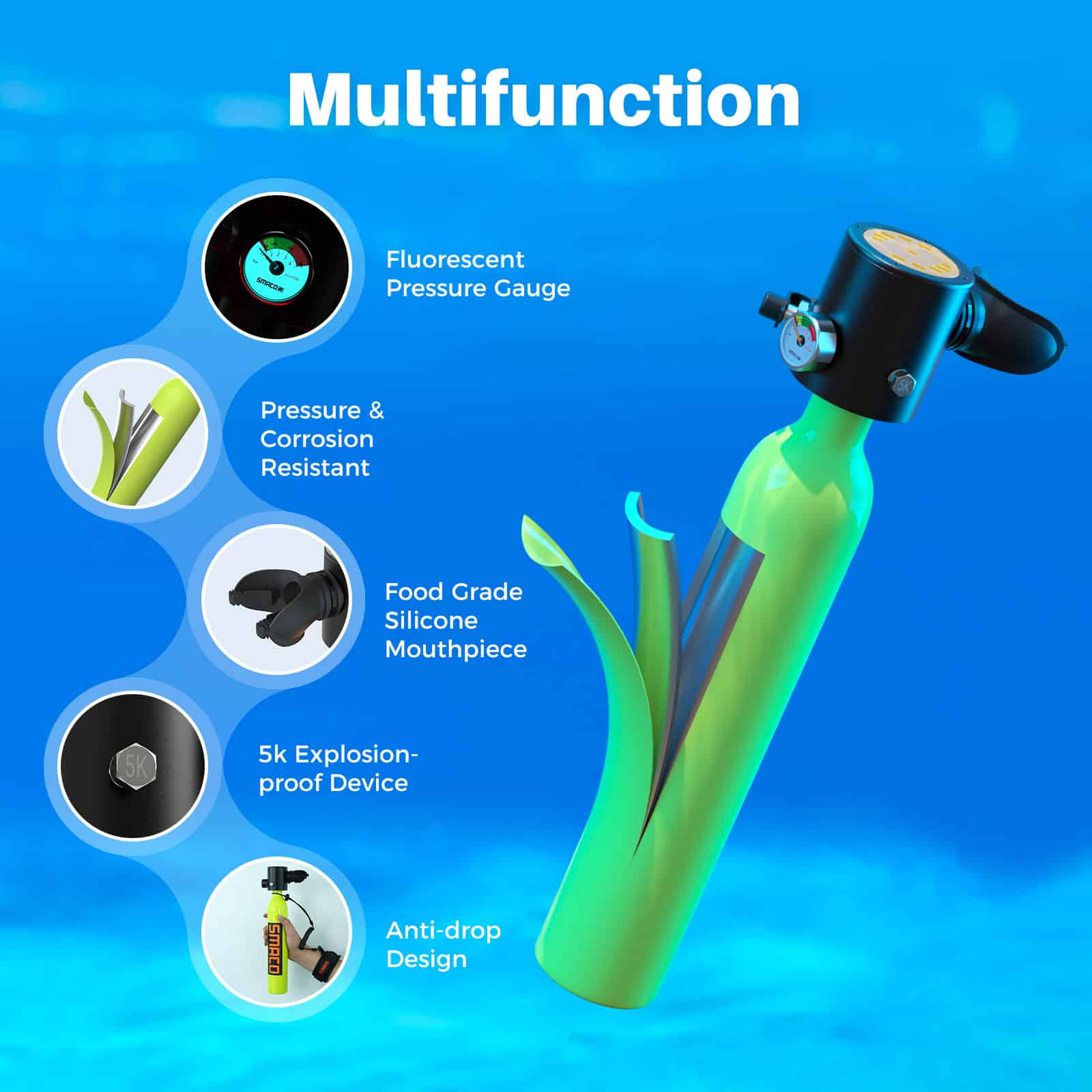 Hyper Aqua-O₂ 0.5L Portable Diving Oxygen Tank - Hyper living