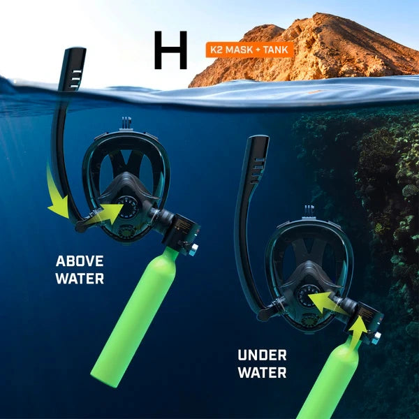 K2 Snorkel Mask Set with Mini Scuba Tank & Air Pump - Hyper living